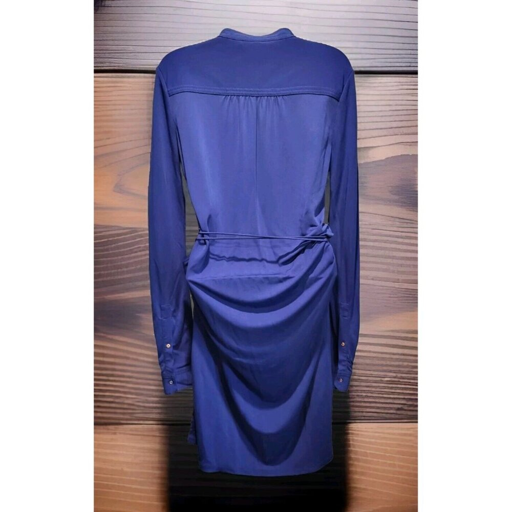 Diane Von Furstenberg Blue Long Sleeve 1/4 Button Tassel Belt Gyls Dress Sz 6 - Picture 5 of 10